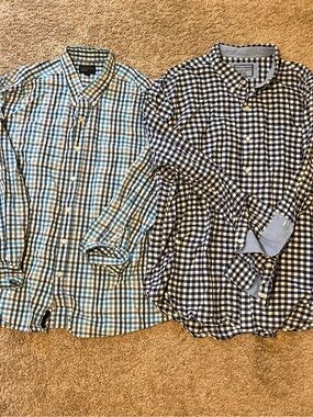 Saddlebred Blue and Navy Gingham Button-Down Shirt (Pair)